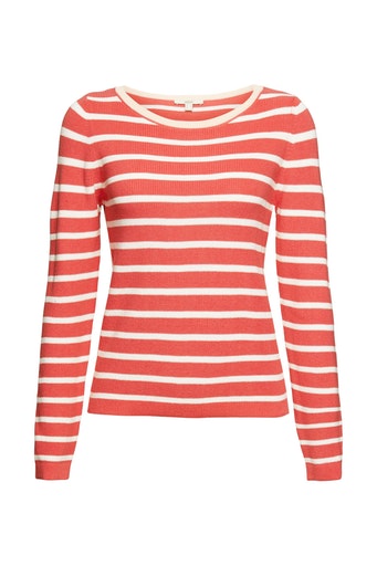 Casual Ribbed Fitted Top - Coral