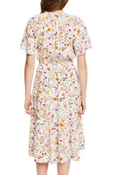 Aop Crepe Dress - Cream Beige