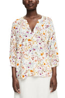 Aop Crepe Blouse - Cream Beige