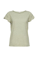 Broderie T-shirt - Light Khaki