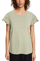 Broderie T-shirt - Light Khaki