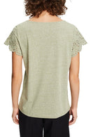 Broderie T-shirt - Light Khaki