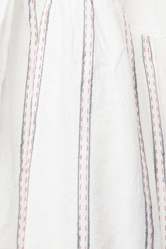 Applique Stripe Midi Dress - Offwhite