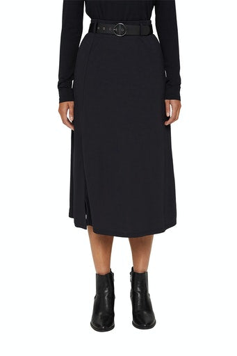 Belted Jersey Skirt - Black