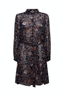 Batwing Sleeve Chiffon Dress - Navy