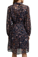 Batwing Sleeve Chiffon Dress - Navy