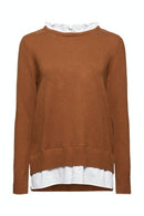 Jumper With Blouse Insert - Toffee