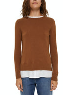 Jumper With Blouse Insert - Toffee