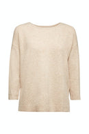 Wool Blend Round Neck Jumper - Beige
