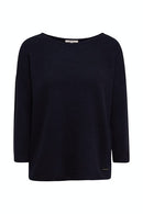 Wool Blend Round Neck Jumper - Navy