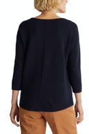 Wool Blend Round Neck Jumper - Navy