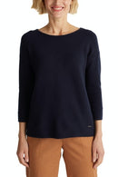 Wool Blend Round Neck Jumper - Navy
