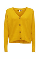 Plain Button Cardigan - Brass Yellow