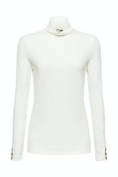 High Neck Ribbed T-shirt - Offwhite