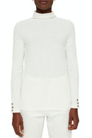 High Neck Ribbed T-shirt - Offwhite