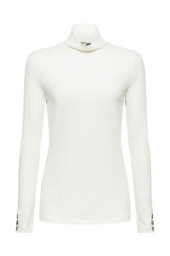 High Neck Ribbed T-shirt - Offwhite