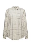 Long Sleeve Check Blouse - Offwhite