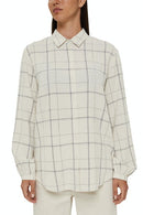 Long Sleeve Check Blouse - Offwhite