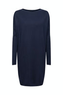 Relaxed Knee Length Dress - Navy