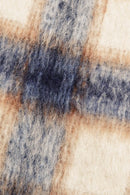Hairy Wool Check Coat - Navy