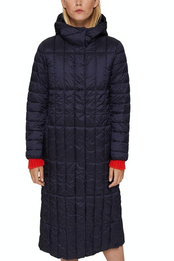 Long Quilted Coat - Navy