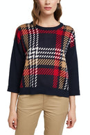 Tartan Round Neck Jumper - Navy