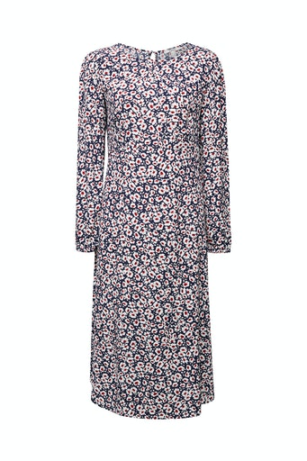 All Over Print Crepe Dress - Navy