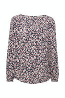 All Over Print Crepe Blouse - Navy
