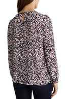 All Over Print Crepe Blouse - Navy