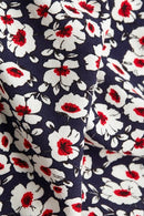 All Over Print Crepe Blouse - Navy