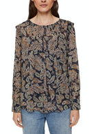 Esprit Casual Fluent Print Blouse - Navy