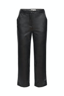 Faux Leather Crop Trouser - Black