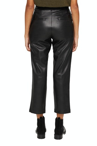 Faux Leather Crop Trouser - Black