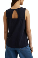 Crochet Sleeveless T-shirt - Navy