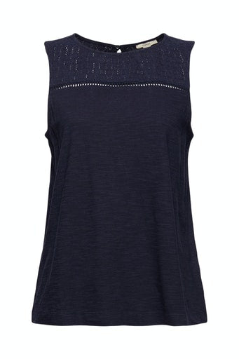 Crochet Sleeveless T-shirt - Navy