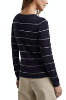 Crew Neck Stripe Jumper - Navy