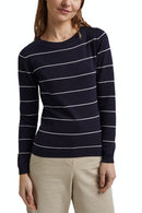 Crew Neck Stripe Jumper - Navy