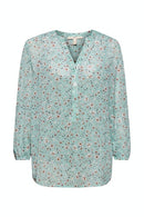 Long Sleeve Crinkle Blouse - Turquoise