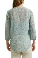 Long Sleeve Crinkle Blouse - Turquoise