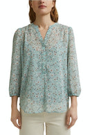 Long Sleeve Crinkle Blouse - Turquoise