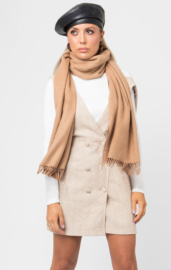Emmarie Fringed Scarf - Camel