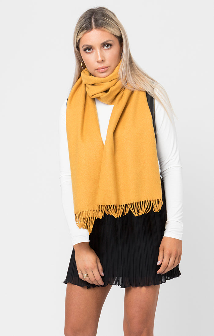 Emmarie Fringed Scarf - Yellow