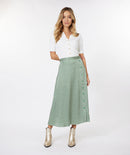 Rib Buttoned Polo Collar Top - Off White