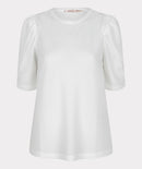 Round Neck Puff Sleeve Top - Off White