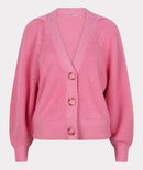 V-Neck Gathering Cardigan - Pink