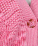 V-Neck Gathering Cardigan - Pink