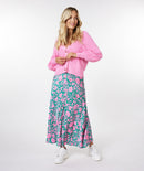 V-Neck Gathering Cardigan - Pink