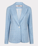 Stretch Block Print Blazer - Blue
