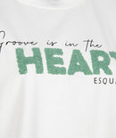 Caviar Print Heart T-Shirt - Off White/green