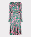 Overlap Shimmer Print Dress - Print